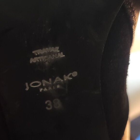 Jonak Paris Black Strap Leather Suede Heeled Booties Size 38(7.5) - Picture 7 of 7